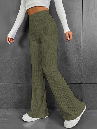 Ribbed High Waist Bootcut Pants