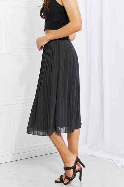 Zenana Full Size Romantic At Heart Pleated Chiffon Midi Skirt